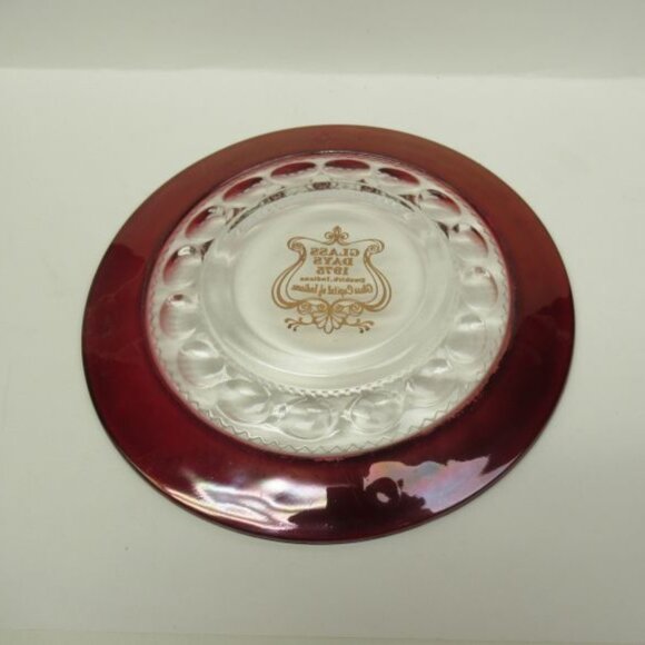 Indiana Glass Ruby Flashed KINGS CROWN 8 1/4 In GLASS DAYS 1975, Dunkirk, Plate - Picture 5 of 5
